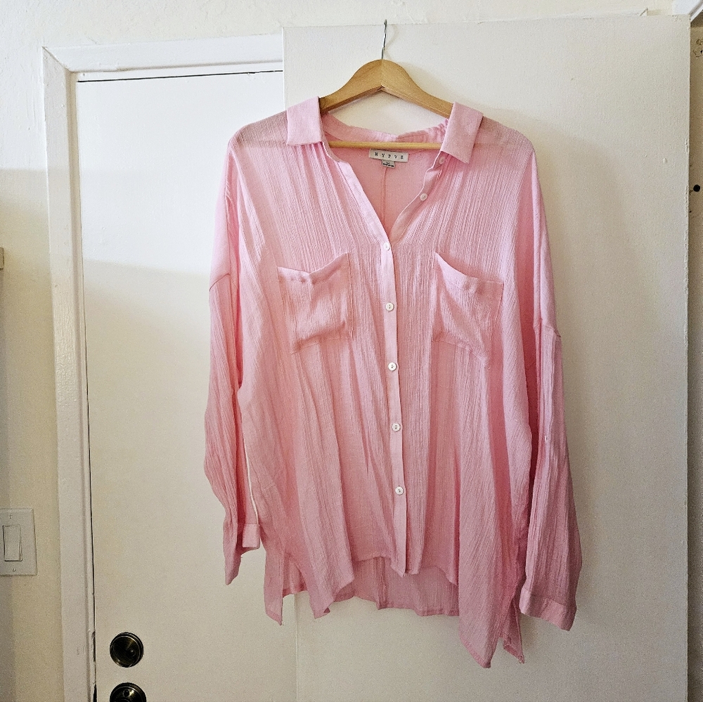 NEW Shirt pale pink loose fit long sleeves Size M, 10/12